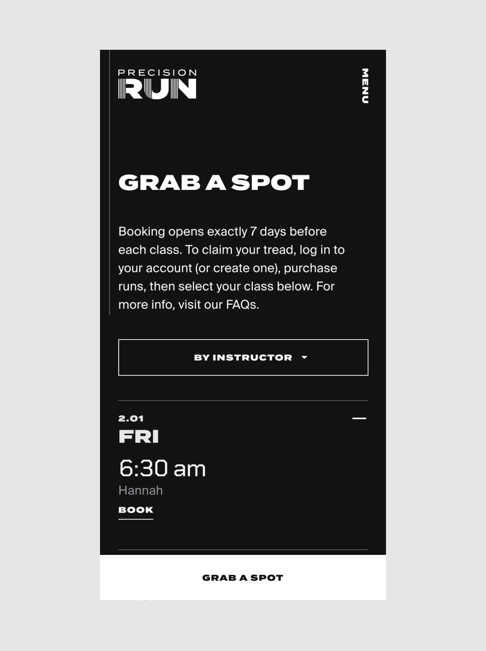 Precision run 06a grab a spot mobile